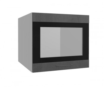 Лофт ВПГСФ 500 шкаф верхний горизонтальный со стеклом высокий с фотопечатью (Бетон темный/корпус Серый) в Заринске - zarinsk.mebel54.com | фото