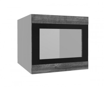 Лофт ВПГСФ 500 шкаф верхний горизонтальный со стеклом высокий с фотопечатью (Дуб бурый/корпус Серый) в Заринске - zarinsk.mebel54.com | фото