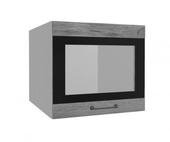 Лофт ВПГСФ 500 шкаф верхний горизонтальный со стеклом высокий с фотопечатью (Дуб цикорий/корпус Серый) в Заринске - zarinsk.mebel54.com | фото