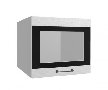 Лофт ВПГСФ 500 шкаф верхний горизонтальный со стеклом высокий с фотопечатью (Штукатурка белая/корпус Серый) в Заринске - zarinsk.mebel54.com | фото