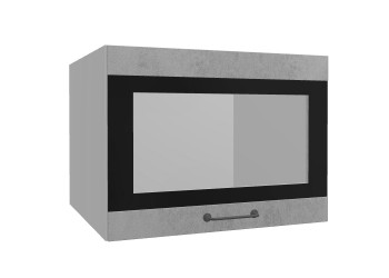 Лофт ВПГСФ 600 шкаф верхний горизонтальный со стеклом высокий с фотопечатью (Бетон светлый/корпус Серый) в Заринске - zarinsk.mebel54.com | фото