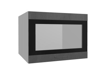 Лофт ВПГСФ 600 шкаф верхний горизонтальный со стеклом высокий с фотопечатью (Бетон темный/корпус Серый) в Заринске - zarinsk.mebel54.com | фото