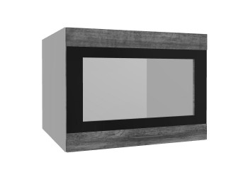 Лофт ВПГСФ 600 шкаф верхний горизонтальный со стеклом высокий с фотопечатью (Дуб бурый/корпус Серый) в Заринске - zarinsk.mebel54.com | фото