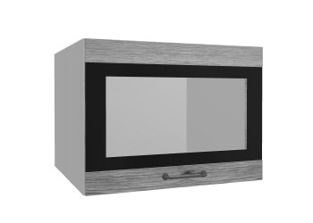 Лофт ВПГСФ 600 шкаф верхний горизонтальный со стеклом высокий с фотопечатью (Дуб майский/корпус Серый) в Заринске - zarinsk.mebel54.com | фото