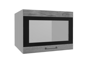 Лофт ВПГСФ 600 шкаф верхний горизонтальный со стеклом высокий с фотопечатью (Дуб цикорий/корпус Серый) в Заринске - zarinsk.mebel54.com | фото