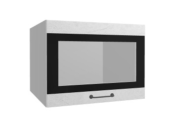 Лофт ВПГСФ 600 шкаф верхний горизонтальный со стеклом высокий с фотопечатью (Штукатурка белая/корпус Серый) в Заринске - zarinsk.mebel54.com | фото
