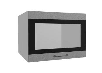 Лофт ВПГСФ 600 шкаф верхний горизонтальный со стеклом высокий с фотопечатью (Штукатурка серая/корпус Серый) в Заринске - zarinsk.mebel54.com | фото