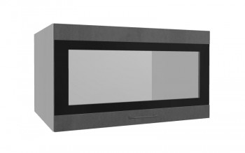 Лофт ВПГСФ 800 шкаф верхний горизонтальный со стеклом высокий с фотопечатью (Бетон темный/корпус Серый) в Заринске - zarinsk.mebel54.com | фото