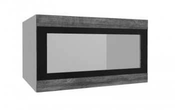 Лофт ВПГСФ 800 шкаф верхний горизонтальный со стеклом высокий с фотопечатью (Дуб бурый/корпус Серый) в Заринске - zarinsk.mebel54.com | фото