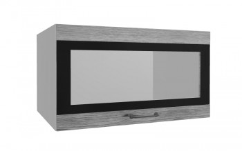 Лофт ВПГСФ 800 шкаф верхний горизонтальный со стеклом высокий с фотопечатью (Дуб майский/корпус Серый) в Заринске - zarinsk.mebel54.com | фото