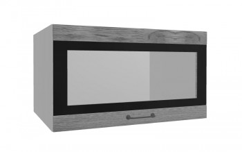 Лофт ВПГСФ 800 шкаф верхний горизонтальный со стеклом высокий с фотопечатью (Дуб цикорий/корпус Серый) в Заринске - zarinsk.mebel54.com | фото