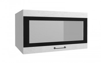 Лофт ВПГСФ 800 шкаф верхний горизонтальный со стеклом высокий с фотопечатью (Штукатурка белая/корпус Серый) в Заринске - zarinsk.mebel54.com | фото