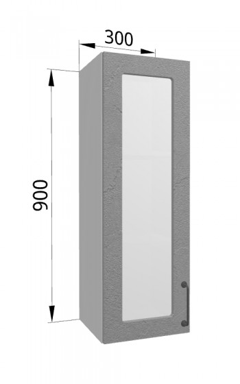 Лофт ВПС 300 шкаф верхний со стеклом высокий (Штукатурка серая/корпус Серый) в Заринске - zarinsk.mebel54.com | фото