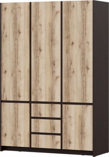 Модульная система "Прага" Шкаф для одежды трехстворчатый Дуб Венге/Дуб Делано в Заринске - zarinsk.mebel54.com | фото