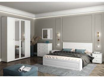 Модульная спальня Барселона (Белый/Белый глянец) в Заринске - zarinsk.mebel54.com | фото