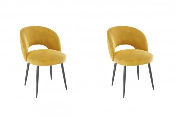 Набор стульев Моли 2 шт (жёлтый велюр/черный) в Заринске - zarinsk.mebel54.com | фото