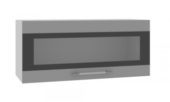Норд ШВГС 800 Шкаф верхний горизонтальный со стеклом (Софт черный/корпус Белый) в Заринске - zarinsk.mebel54.com | фото
