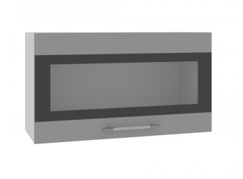 Олива ВПГСФ 800 Шкаф верхний горизонтальный со стеклом с фотопечатью высокий (Ваниль глянец/корпус Серый) в Заринске - zarinsk.mebel54.com | фото