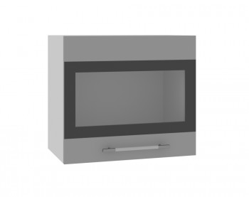 Ройс ВПГСФ 500 Шкаф верхний горизонтальный со стеклом с фотопечатью высокий (Белый софт/корпус Серый) в Заринске - zarinsk.mebel54.com | фото