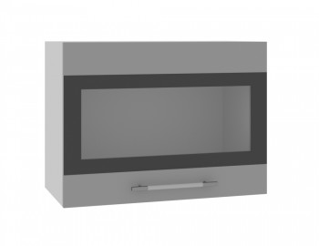 Ройс ВПГСФ 600 Шкаф верхний горизонтальный со стеклом с фотопечатью высокий (Белый софт/корпус Серый) в Заринске - zarinsk.mebel54.com | фото