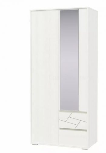 Шкаф 2-х дверный с ящиками Аделина 1000 Рамух белый в Заринске - zarinsk.mebel54.com | фото