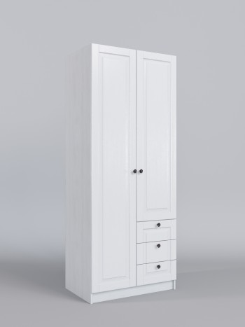 Шкаф 2-х створчатый с ящиками Классика (Белый/корпус Выбеленное дерево) в Заринске - zarinsk.mebel54.com | фото