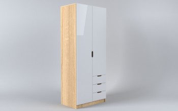 Шкаф 2-х створчатый с ящиками Лофт (Белый/корпус Дуб Сонома) в Заринске - zarinsk.mebel54.com | фото
