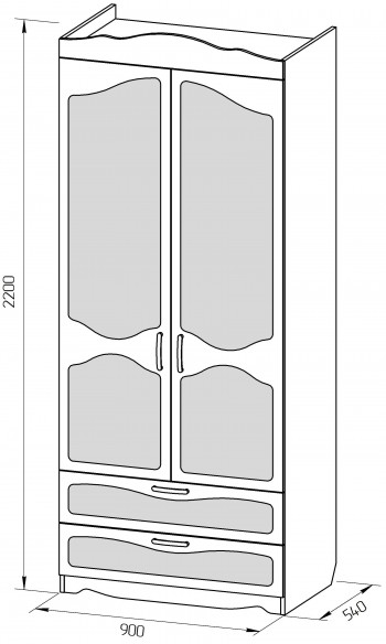 Шкаф 2-х створчатый с ящиками серии Иллюзия 67 Светло-фиолетовый в Заринске - zarinsk.mebel54.com | фото