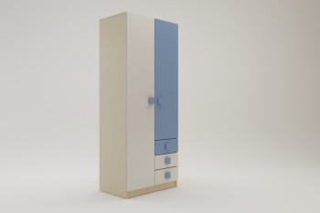Шкаф 2-х створчатый с ящиками Скай (Синий/Белый/корпус Клен) в Заринске - zarinsk.mebel54.com | фото