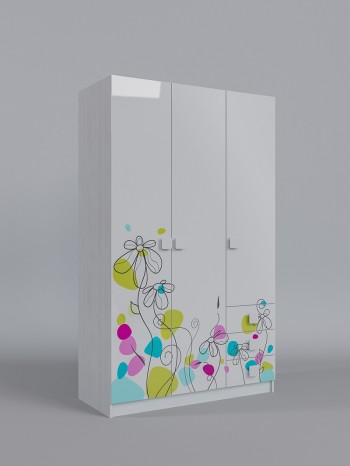 Шкаф 3-х створчатый с ящиками Флёр (Белый/корпус Выбеленное дерево) в Заринске - zarinsk.mebel54.com | фото