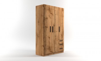 Шкаф 3-х створчатый с ящиками Шервуд (Дуб Вотан) в Заринске - zarinsk.mebel54.com | фото