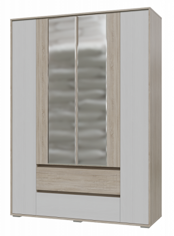 Шкаф 4-х дверный с ящиками Мальта 1600 Дуб сонома/Рамух белый в Заринске - zarinsk.mebel54.com | фото