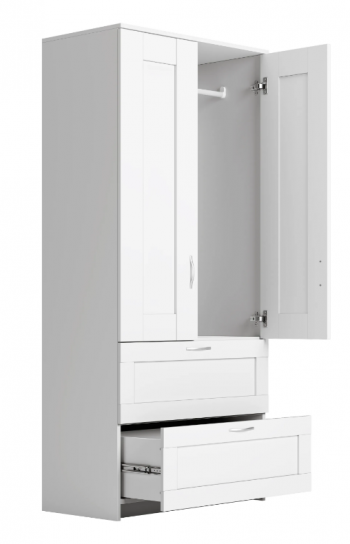 Шкаф двухдверный Сириус с 2 ящиками белый в Заринске - zarinsk.mebel54.com | фото