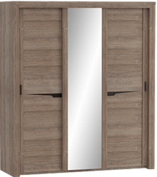 Шкаф трехдверный Соренто с раздвижными дверями Дуб стирлинг/Кофе структурный матовый в Заринске - zarinsk.mebel54.com | фото