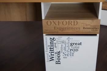 Стол с ящиками «Оксфорд» (Ривьера/Белый с рисунком) в Заринске - zarinsk.mebel54.com | фото